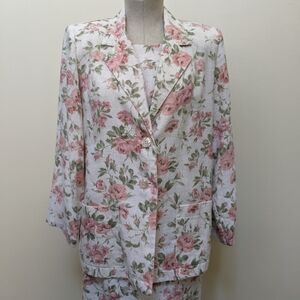 Sag Harbor dress jacket suite floral linen blend